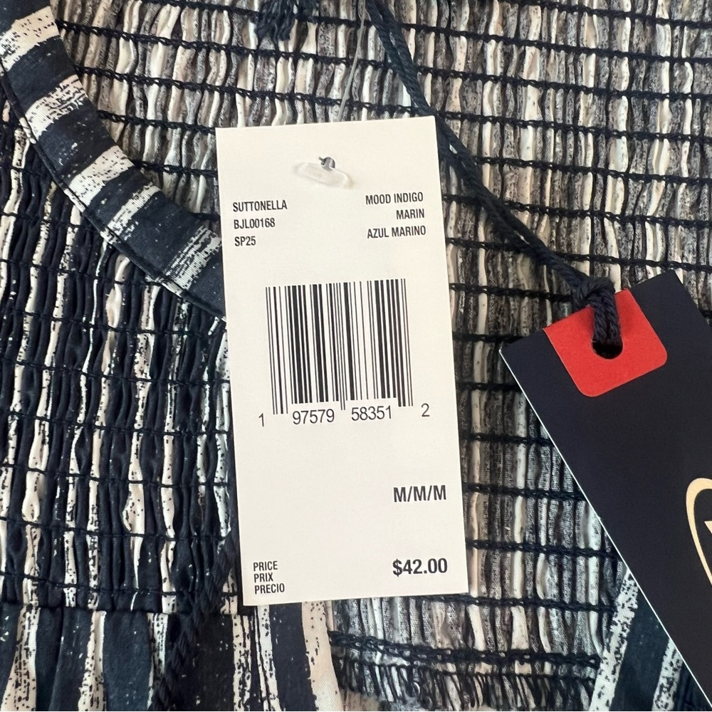 Buffalo David Bitton Suttonella Smocked Stripe Blouse NWT Medium - Picture 5 of 6